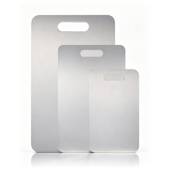 Titanium Cutting Board Set of 3, 100% Pure Titanium Chopping Board for Kitchen, Hygiene & Durability Double Sided Cutting Board, Non toxic 3Pcs Chopping Board, Dishwasher Safe