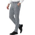 thumbnail image 4 of INSPIRE CHIC Men's Plaid Slim Fit Flat Front Check Office Dress Pants Gray 32, 4 of 6