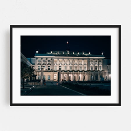 Presidential Palace, Warsaw - Warsaw Mazowieckie Poland Photography Architecture Night Sky Cityscape Black Framed Wall Art Print 5 x 7 inches