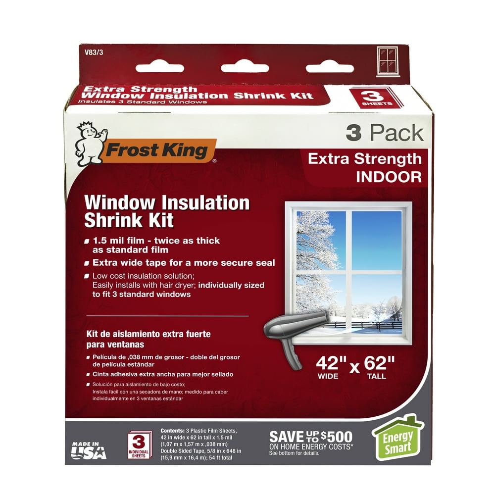 Frost King V83/3 Heavy Duty Plastic Film Shrink Window Kit (3 Pack), 42