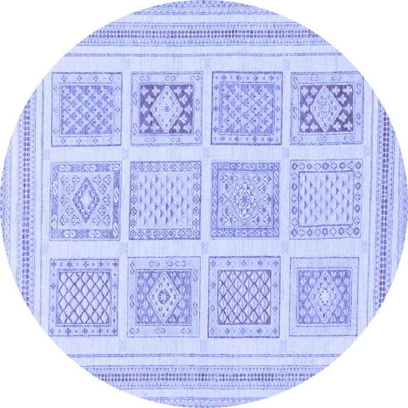 Ahgly Company Indoor Round Abstract Blue Modern Area Rugs, 4' Round