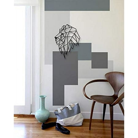 

LaModaHome Lion Designed Geometric Shaped Metal Table Decorative Wall Decor Black Wall Décor Living Room Bedroom Kitchen Bathroom Interior Decoration Wall Hanging