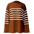 thumbnail image 4 of Amazhiyu Women's Striped Pullover Sweaters Batwing Long Sleeve Crew Neck Ribbed Knit Side Slit Fall Oversized Sweater Tops, 4 of 8