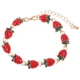 thumbnail image 1 of Pulsera de fresa ajustable con dije de fruta, cadena de mano, joyería de moda para la mano, 1 of 7