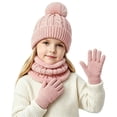 thumbnail image 4 of 3 Pcs Kids Winter Hat Scarf Gloves Set Boys Girls Knit Fleece Lined Thick Thermal Sets for Outdoor Play Ski Wear Watermelon Red 2-10 Years, 4 of 5