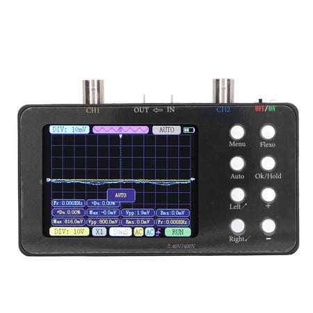 BIMZUC Digital Oscilloscope 2 Channel Portable Signal Generator 3.2 in / 8.1 cm LCD Screen 50M Sampling Rate Built-in Battery