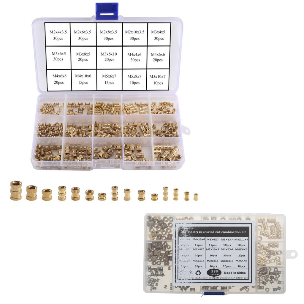 Insert Nut Hot Melt Inset Thread Copper Knurled Embedment Assortment Kit Set