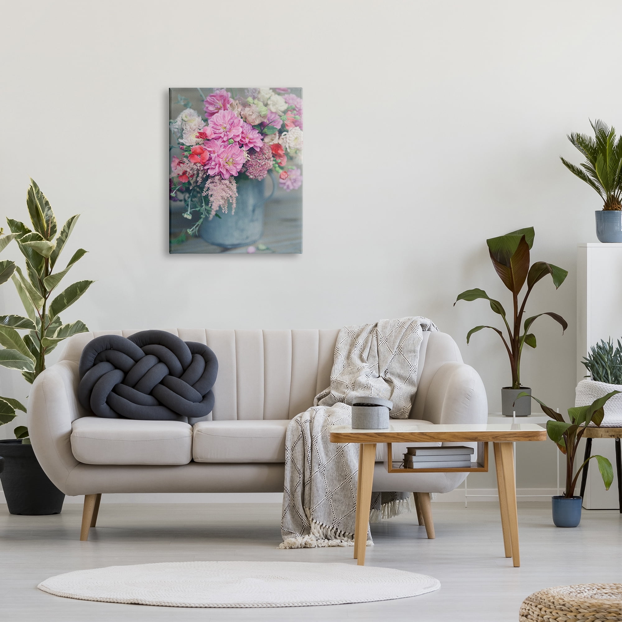 Stupell Industries Pink Floral Arrangement Soft Focus Grey Pot, 24 x 30, Designed by Sarah Jane