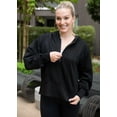 thumbnail image 3 of Women's Half Zip Hoodies Long Sleeve Side Slit Oversized Sweatshirts Drop Shoulder Workout Pullover, Black, Small, 3 of 6
