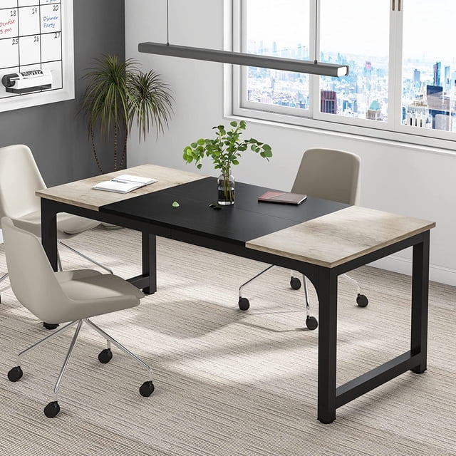 Tribesigns Modern Computer Desk, 70.8 x 31.5 inch Wood Office Desk for Home Office, Gray Oak