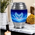 thumbnail image 7 of Owl Keepsake Urns For Ashes Adult Man Set Of 4, Blue Cremation Urns For Human Ashes Adult Female, 1 Large Urn For Mom And Dad, Decorative Memorial Urn For Mother (10&3) Inch, 7 of 7