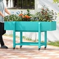 thumbnail image 2 of Raised Garden Bed with Wheels, 48 * 16.7 * 28 in, Poly Elevated Outdoor Planter Box with Tools, Weather Resistant, Standing Growing Bed Herb Planter for, 2 of 16