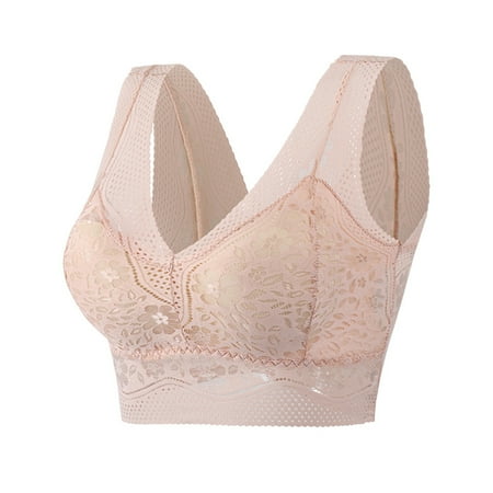 Riforla Women s Ice Silk Seamless Beauty Back Bra Gathers Together Without Steel Ring Wipe Bra Lace Underwear Women s Chest Wrap Sports Vest Everyday Wear Bras Beige Plus Size