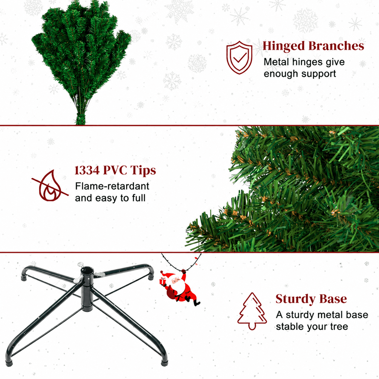 Alvantor 7 ft Artificial Christmas Tree with 1334 PVC Branch Tips and Metal Stand, Green