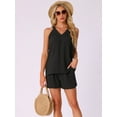 thumbnail image 2 of DARING DIVA 2 Pieces Lounge Set Pajama Halter V Neck Cami Shorts Outfit XS Black, 2 of 6