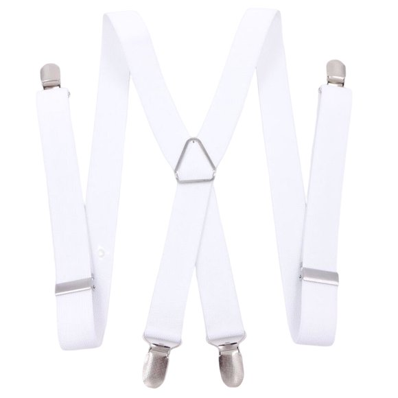 Suspender Pants Strap Photography Women Men Casual Elastic Crossover Trousers Brace Belt Clip for 160-195cm Height Banquet Party White