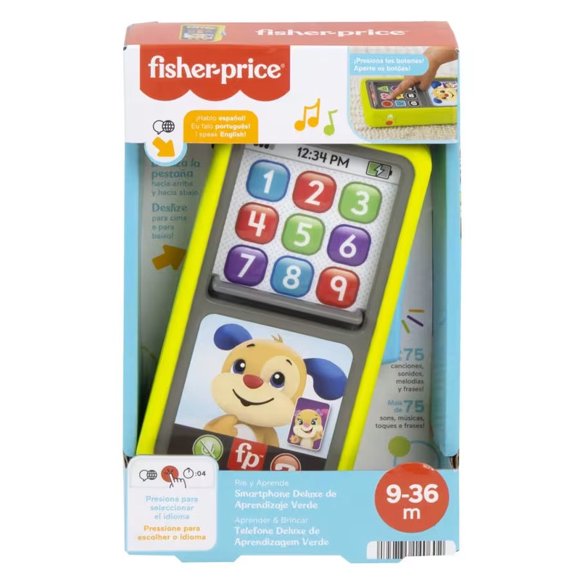 CELULAR DE JUGUETE FISHER PRICE RIE Y APRENDE SMARTPHONE DE APRENDIZAJE DELUXE VERDE