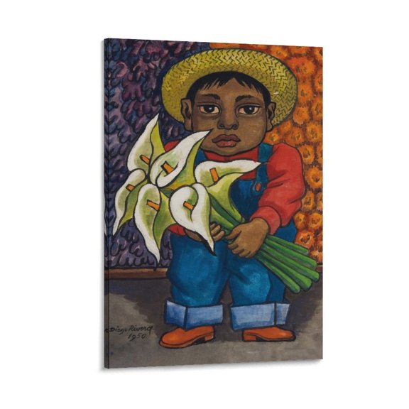 Diego Rivera 《Boy with Calla Lilies》 Wall Art Prints Paintings Canvas Poster Canvas Wall Art Poster Decorative Bedroom Modern Home Print Picture Artworks Posters 20x30inch(50x75cm)
