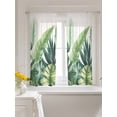 thumbnail image 3 of Green Leaves Tier Curtains 45 Inch Length,Sheer Curtains for Bedroom Living Room,Rustic Summer Botanical Tropical Plants Rod Pocket Voile Drapes Kitchen Curtains Small Half Window 27.5"x45" 2 Panels, 3 of 7