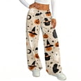 thumbnail image 4 of Fabrcox Halloween Women's Pajamas Pants Funny Pumpkin Ghost Spider Web Sleep Pants Women Soft Spooky Fall Winter Wide Leg Women's Lounge Pants, 4 of 5
