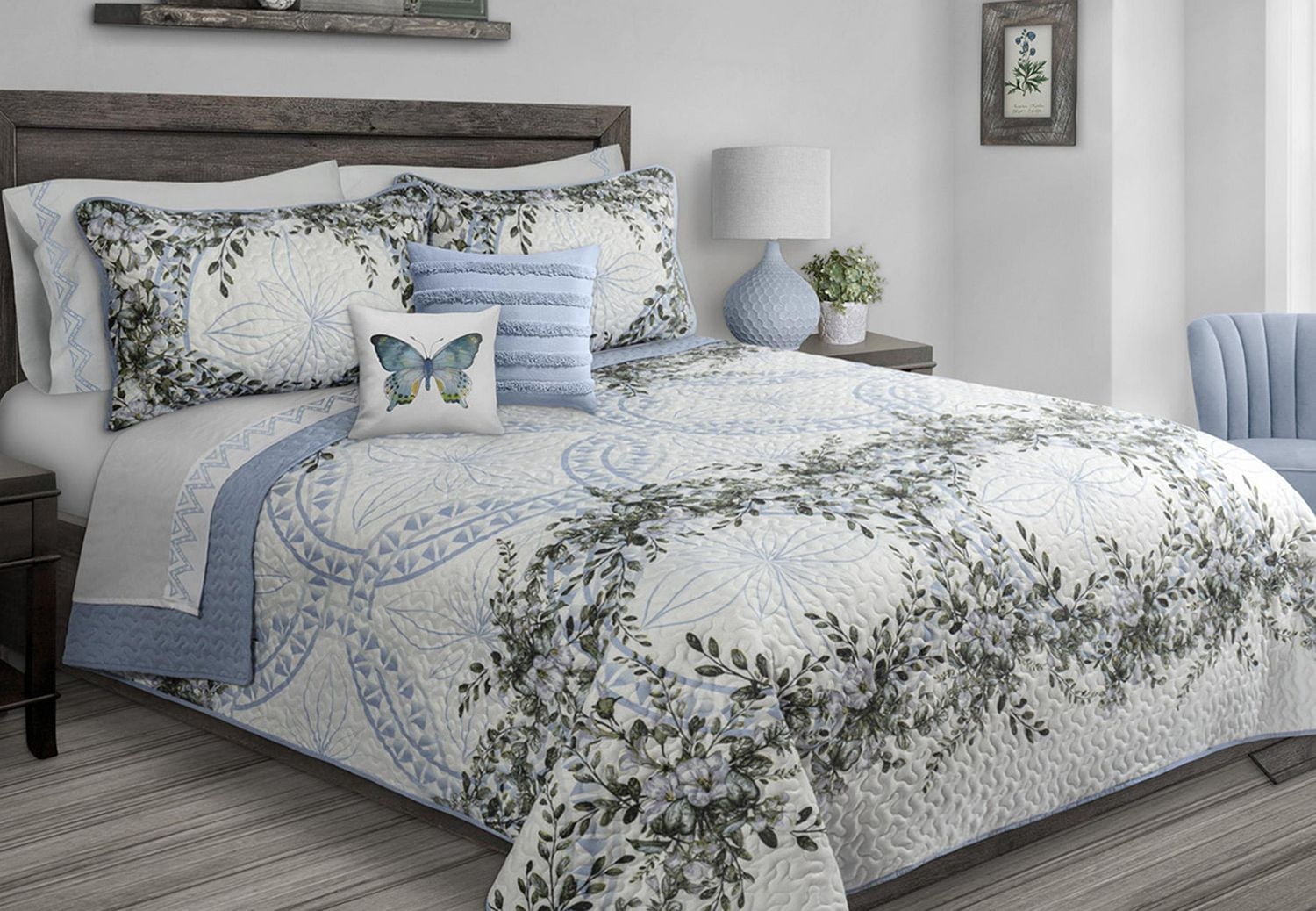 Safdie & Co. Quilt 3PC Set DQ Forever Blue