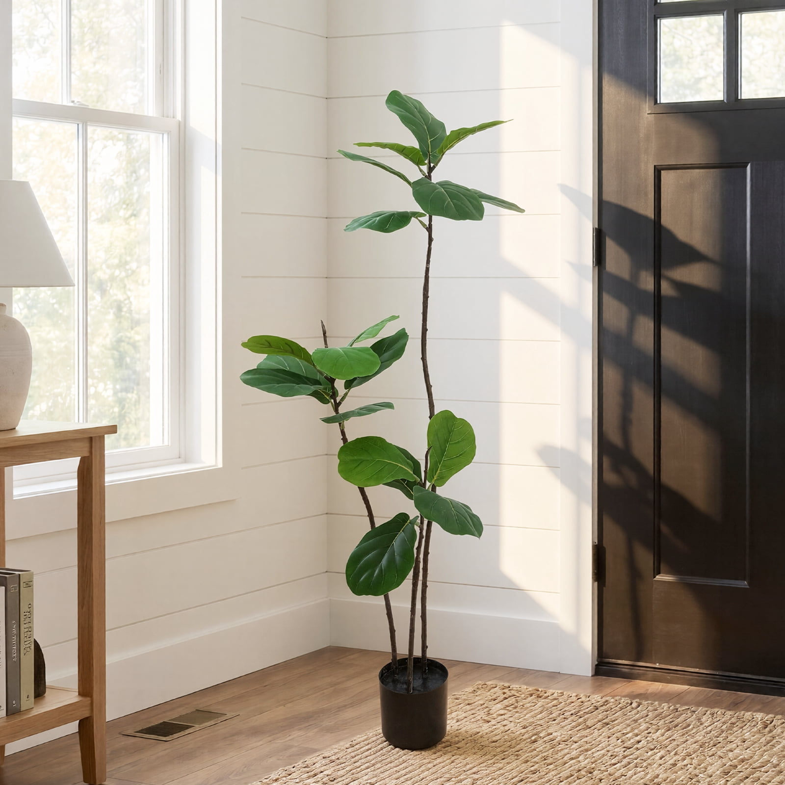 BEAUTYPEAK 5.2FT Artificial Fiddle Leaf Fig Tree Faux Ficus Tree Fake Green House Plants Indoor Outdoor Floor Plant