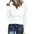 thumbnail image 2 of Lumtrix Womens Long Sleeve Henley Shirts Slim Fit Ribbed Tops 2026 Casual Fashion Tops Basic Trendy T-Shirts Soft Clothing White XL, 2 of 5