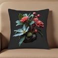 thumbnail image 5 of Set of 2 Decorative Throw Pillow Covers 18x18in - Vibrant Botanical Floral Design with Red Pink & Yellow Flowers on Dark Background - Perfect for Couch Bed Car, 5 of 8