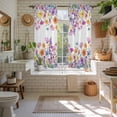 thumbnail image 4 of Pink Spring Floral Kitchen Curtains 63 Inch Length, Flowers Elegant Pastoral Watercolor Tiers Curtains for Living Room Berdoom Bathroom, Light Filtering Drapes Window Treatment 2 Panels 42"Wx63"L, 4 of 8