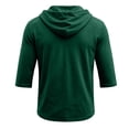 thumbnail image 4 of Lightweight 3/4 Sleeve Pullover Hoodies for Men Loose Fit V Neck Drawstring Casual Daily Beach Sweatshirts Dark Green M, 4 of 7