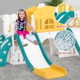 thumbnail image 6 of JOYLDIAS 10 in 1 Toddler Slide and Swing Set,Double Kids Climber Slide Playset for Age 1-3 w/Basketball Hoop,Telescope,Tunnel,Storage Space,Indoor Outdoor Backyard Playground Toys(Yellow & Green), 6 of 18