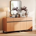 thumbnail image 5 of 63" Wooden Reeded Sideboard with Doors and Drawers, 2-In-1 Modern Credenza Storage Cabinet for Kitchen, Dining Room, 5 of 8