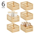 thumbnail image 2 of mDesign Small Natural Cane Kitchen Storage Bin with Handles, 6 Pack, Natural, 2 of 8