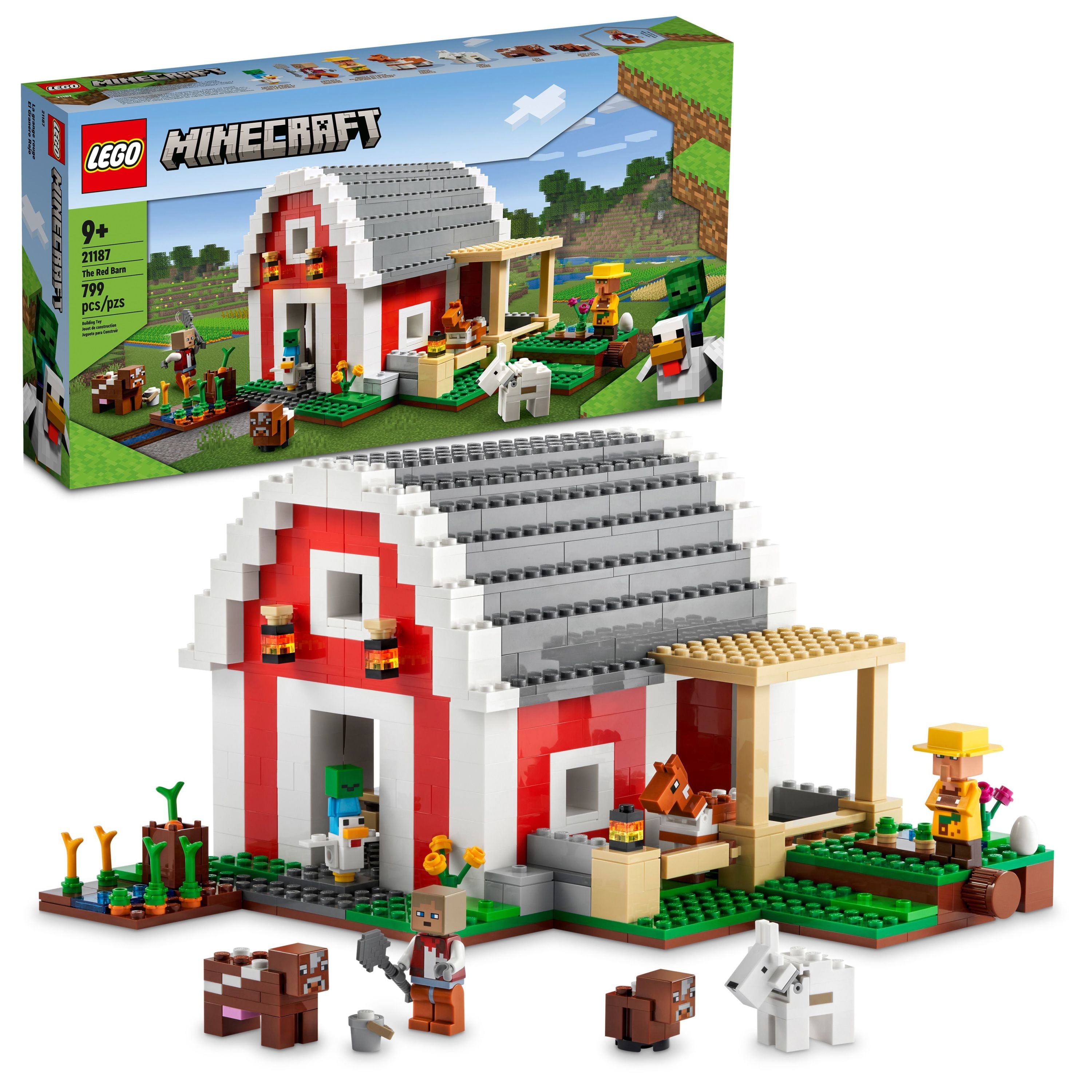 LEGO Minecraft The Red Barn Farm House Toy 21187 with Villager and Figure Plus Goat, Cow & Figures for Kids - Walmart.com