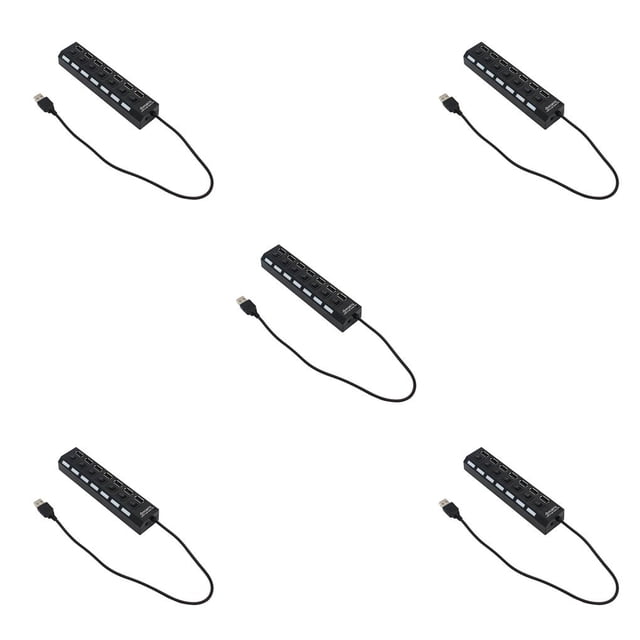 Kearding USB Hub Cable Splitter Adaptador de expansión Ratón Funcional 7 puertos Interruptor separado Lector de tarjetas Conectores Hubs Type2 NO2
