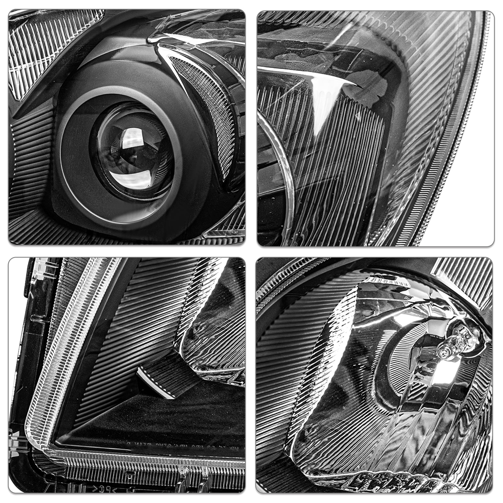 For 2009-2012 Toyota RAV4 RAV-4 Black Headlights Clear Corner Headlamps LH&RH