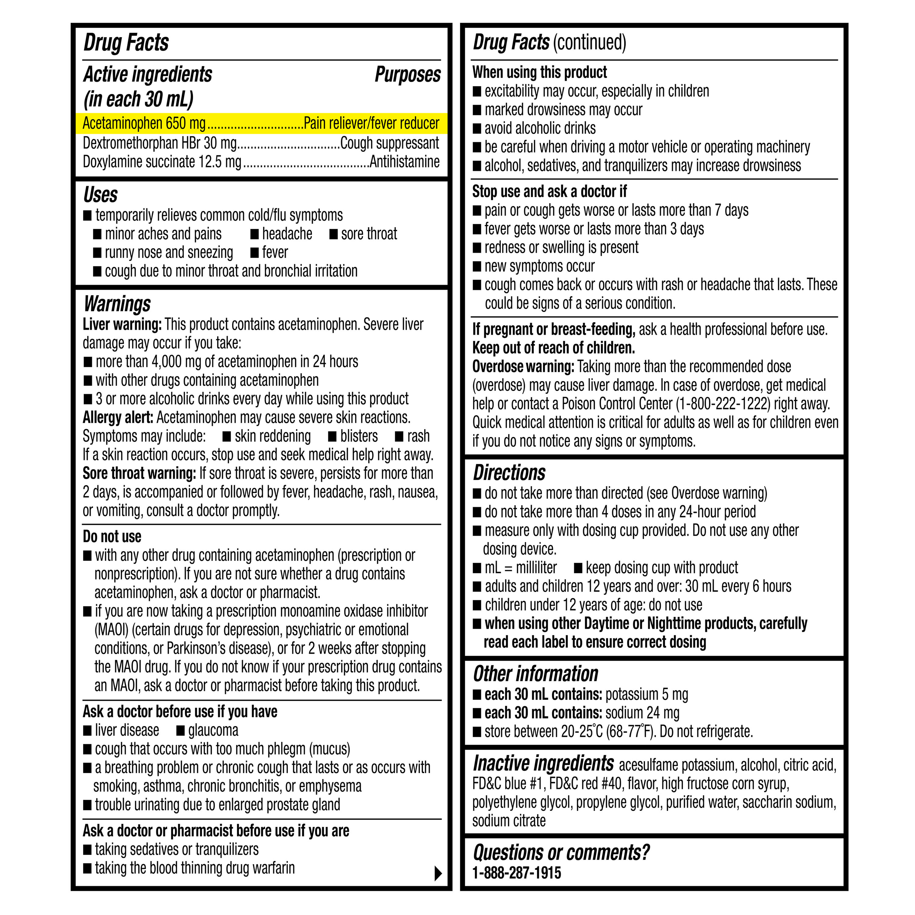 Líquido Equate para alivio de resfriado y gripe nocturno, sabor cereza, 24 fl oz (2x12 fl oz), comparar con ingredientes activos de Vicks Nyquil para resfriado y gripe 5
