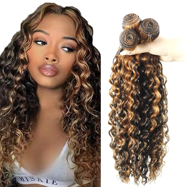 Hair Bundles Vinmdonm P1B/30, cabello humano, marrón, ondulado profundo