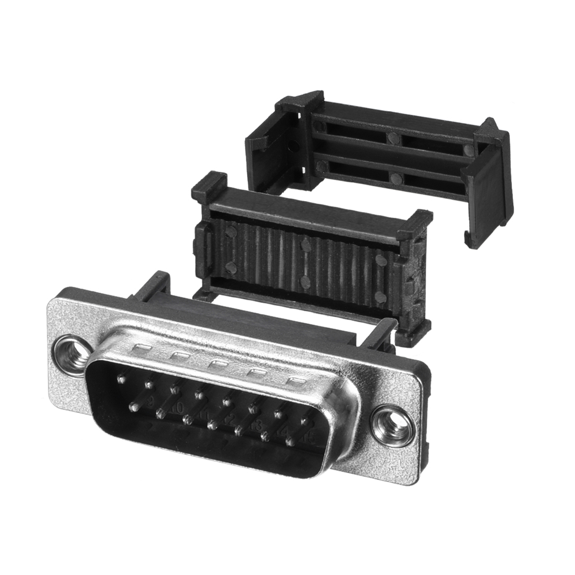 IDC DSub Ribbon Cable Connector 15pin Male IDC Crimp Port Black 20pcs