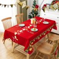 thumbnail image 1 of Christmas Decorations Table Cloth Rectangle 60 X 84 Inch Red Gold Tablecloth - Bell Printed Waterproof Tablecloth Decorative for Holiday Party Dinner, 1 of 1