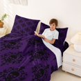 thumbnail image 3 of Homewish Bohemian Skull Damask Bed Sheets,Halloween Full Size Sheets,Purple Black,4 Pieces,1 Flat Sheet, 1 Fitted Sheet and 2 Pillowcases, 3 of 6