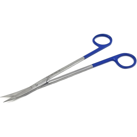 A2ZSCILAB Professional Sewing Cut Fabric Scissors Sharp Curved Shears Stainless Steel, Silver 7 inches, Blue Hanlde