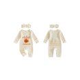 thumbnail image 2 of RUINIXCW Newborn Baby Girl My First Halloween Fall Winter Clothes Infant Baby Girls Waffled Romper Pumpkin Embroidery Long Sleeve Jumpsuit with Headband, 2 of 9