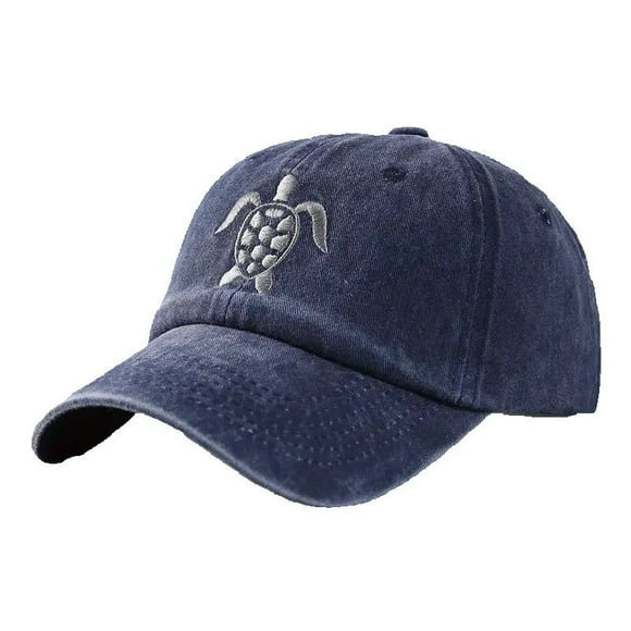 Vintage Washed Soft Top Denim Baseball Cap for Men - Cool Hat with Curved Visor and Flying Turtle Design - Perfect Gift Idea