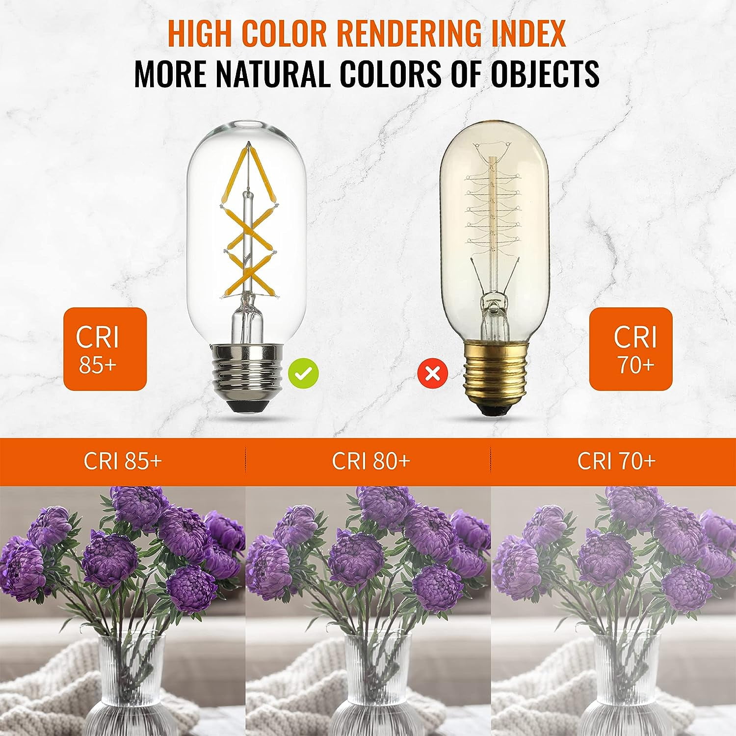 OMED Fishbone LED Filament Vintage Edison Light Bulbs, T45/T14 E26 4W Antique Tubular Edison Bulbs 40 Watt Equal, 400LM 4000K Daylight White Spiral Retro Tube Edison Bulbs, Clear Glass, 6 Pack