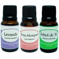 thumbnail image 1 of Pack de 3 aceites esenciales naturales Krisamex lavanda, rosa mosqueta y tea tree 15 ml c/u, 1 of 3