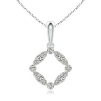 ANGARA Natural Marquise and Dot Diamond Circle Pendant in 14K White Gold for Women (Size-2mm| Color-K| Clarity-I3) | April Birthstone, Anniversary, Jewelry Gift for Women | Natural Diamond Necklace