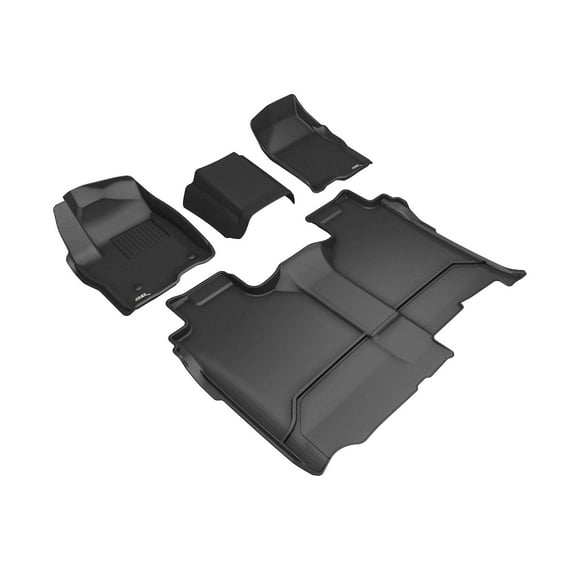 3D MAXpider Custom Fit Kagu Floor Mat (Black) Compatible with GMC Sierra Crew Cab Bench Seat (Vinyl Floor, No Carpeted Storage) 2019-2025 - Full Set