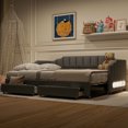 thumbnail image 3 of Miekor Furniture Twin XL Size Extendable Upholstered Daybed with Two Storage Drawers and LED Light,Twin XL to King Daybed,Gray MK3782, 3 of 12