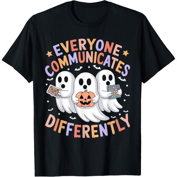 Everyone Communicates Differently Halloween Autism Teacher T-Shirt